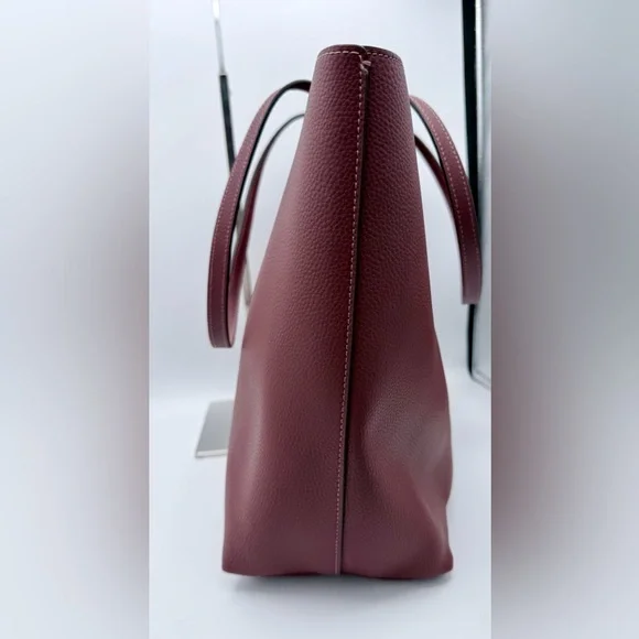 Coach Town Tote Polished Pebble Leather Wine Pink Interior Gold Hardware 72673 - Picture 2 of 12